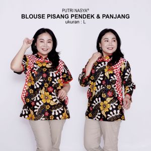 Putri Nasya Blouse Batik Big Size Wanita Atasan Batik Jumbo LD 140 Pakaian Atasan Model Blus Jumbo Seragam Kerja Batik / Pakaian Kekinian S-M-L-XL-2L-3L-4L-5L-6L-7L Batik Wanita Model Terbaru Bahan Kantor