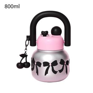 800ML Water Bottle Ins Style Portable Large Capacity Straw Cup DIY Water Cup With Two Drinking Mouths