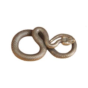 Fengshui Styles Brass Snake Keychain Pendant Antique Snake Miniature Statue for Home Desktop Decors and Bag Charm Gift