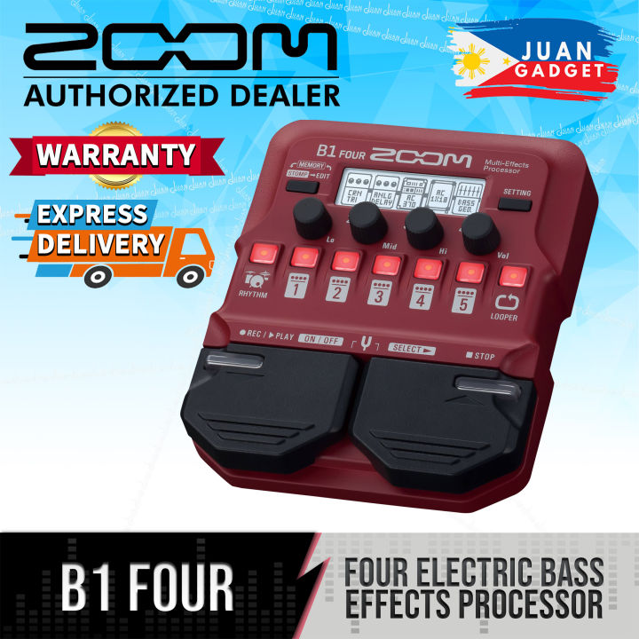 Zoom B1 FOUR Bass Guitar Multi-Effects Processor Pedal, With 60+ 