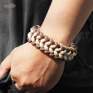 agifa - Gelang Paracord - Survival Bracelet | Mad Max Style | Premium Bracelet | King Cobra Knot | Gelang Survival | Brown Cream Line
