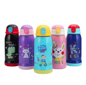 Botol Thermos Air Minum Anak Plus Sedotan Lucu Vacuum Flask Anak Termos Stainless steel 304 Portabel