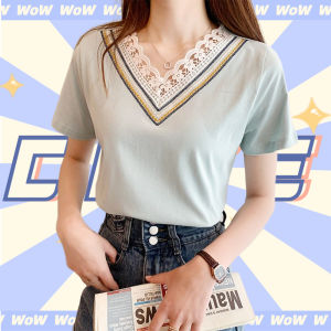 Fomi สวยแพงเหมือนแกงนิสา เสื้อคอวีแต่งลูกไม้เบาๆ สีพื้นแต่ดูโก้ ใส่ได้ทุกโอกาส มีเสน่ห์สุดๆ