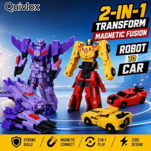 2 In 1 Magnetic Collision Transforming Robot Car Cool Fusion Model Kids Deformation Toy For Boys Girls Interactive Plaything