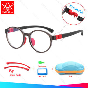 IMPALA FL1013Q Trẻ em máy tính kính cho Nam Nữ 2-8 tuổi trẻ em chống ánh sáng xanh Kính mắt đàn hồi Gọng silicon với miễn phí phụ tùng có thể tháo rời kính chân UV400 Mắt Kính HD
