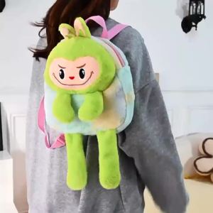 LABUBU plush doll backpack cute cartoon doll bag plush bag gift for children
