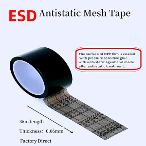 ESD mesh antistatic tape sealing box electronic special antistatic black mesh tape transparent antistatic tape double-sided antistatic function 10 6/9th power