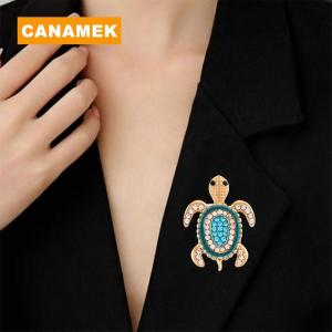 【CANAMEK】 Fashion Shiny Rhinestone Animal Turtle Brooches For Women Clothing Coat Banquet Accessories Gifts