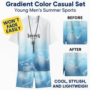 Mens Fashion Sport Set Breathable Short Sleeve T-Shirt with Shorts Mens Summer Ice Silk Athletic Wear