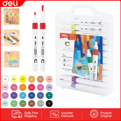 Deli 80 Colors Acrylic Marker 12/24/36 Colors Acrylic Marker Pen Waterproof Art Painting Pens EC191