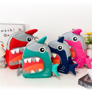 Kids Anti lost backpack with chest clip Cute Shark casual shopping backpack preschool
