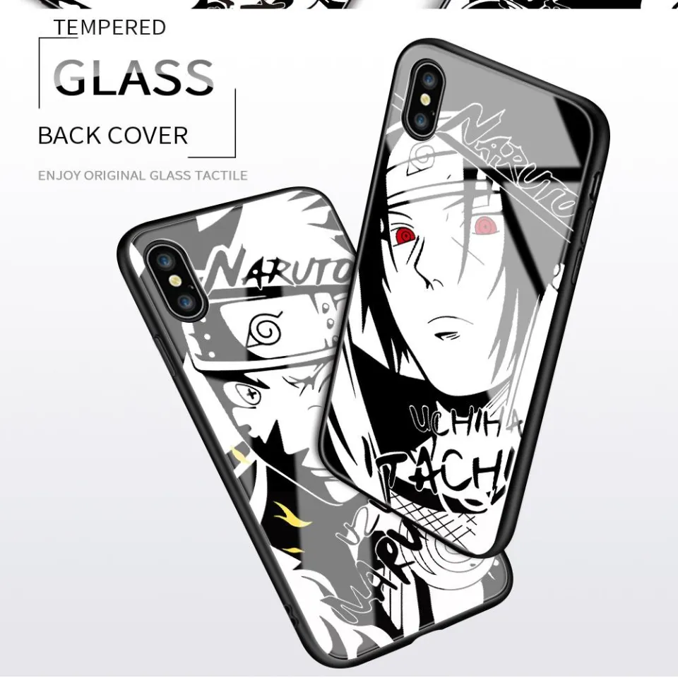 UCUC For Vivo S1 Pro Glass Phone Case Classic Fashion Anime Sketch Black  White Series Sasuke Kakashi Casing Soft Edge Tempered Glass Case Cover