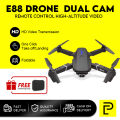 Popcorn E88 Pro Drone with 4K Camera, WiFi FPV 1080P HD Dual Foldable RC Quadcopter Altitude Hold, Headless Mode, Visual Positioning, Auto Return Mobile App Control, Black, 7.83 x 7.17 x 2.87 inches. 