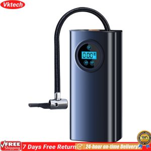 【Ready】【Vktech】 Electric Air Compressor Rechargeable High Precision Handheld Air Pump with Digital Pressure Gauge Car Tyre Inflator 1500mAh for Motorbike Auto Bicycle