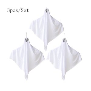 ZENGD 1/3pcs อุปกรณ์ประกอบเสื้อผ้า จี้ผีฮาโลวีน ชุดคอสเพลย์ หน้าผี ของตกแต่งผีฮาโลวีน สร้างสรรค์และสร้างสรรค์ สีขาวขาว จี้รูปใบหน้าผี บ้านในบ้าน