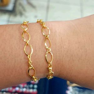 GELANG PERAK SILVER 925 LAPIS EMAS - MODEL OVAL BULAT UKIR- PERHIASAN PERAK - PERAK ADA SURAT - PERAK EMAS 925 - MODEL MIRIP EMAS - MIRIP EMAS