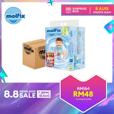 Molfix Extra Dry Tape Diaper Twin Pack (Carton) (Stock Clearance)