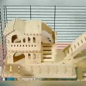 Wooden Hamster Hideout Hamster small house wooden hideaway golden hamster sleeping nest villa anti-bite burr-free wooden decorative small pet sleeping house and chew tunnel Daily Organisation