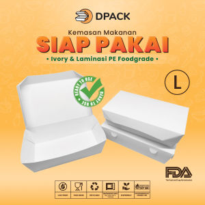 Paper Lunch Box Ukuran L FoodGrade Kemasan Makanan Kotak Polos