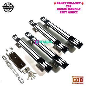 paket untuk pintu depan model kupu tarung isi 4buah gagang handle pintu rumah dan 1set lock body kunci pilihan panjang handle 33cm 45cm dan 60cm