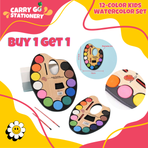 3 PCS 12-Color Kids Watercolor Set w/ Brush & Palette Art & Craft Supplies for School & Office