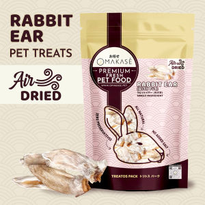 OMAKASE AIR DRIED Rabbit Ear With Fur Dog & Cat Single Ingredient Dehydrated Pet Treats