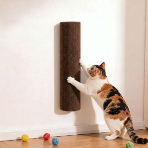 DewyBabe Self-Adhesive Cat Scratching Post Wall Mounted Space Saving Cat Climbing Pole Wear-Resistant Scratcher