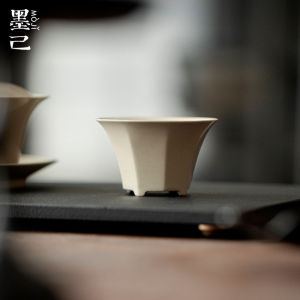 墨己草木灰八方茶杯功夫茶具家用陶瓷品茗杯喝茶单杯色釉薄胎小杯