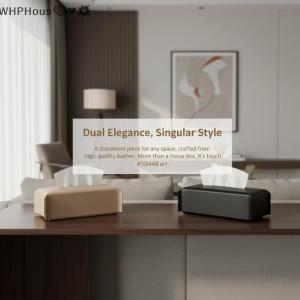 WP💓💛💖 Tissue Box Holder Luxury Leather Design Stylish Napkin Case for Living Room Bedroom Office Paper Organizer