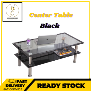 LOVI (BLACK AND FROSTY CLEAR) ELEGANT GLASS CENTER TABLE - HATCHIES CORNER
