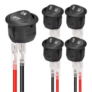 5pcs 2 Position Round Rocker Switches with Attached 15CM Cable Small 2 Pin Round Rocker Switches for Home Application