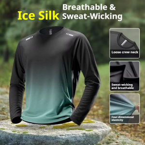Z1BEE【M-5XL】2025 Mens Long Sleeve Quick Dry Mesh Fitness Running Shirt Round Neck T Shirt Cycling Outdoor Summer Fall Plus Size