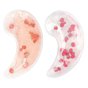 4PCs Reusable Ice Cold Compress Eye Masks Infused with Natural Strawberrys Essences for Puffiness and Fatigue