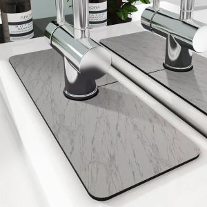 1/2pcs Kitchen Sink Splash Mat Faucet Absorbent Mat Quick-drying Anti-moisture Soft Diatomite Absorbent Mat Splash-proof Pad