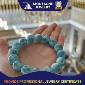 Montagen Jewelry Natural 9A Top Grade Blue Larimar Bracelet