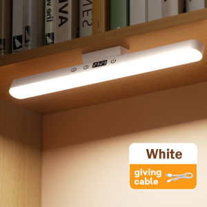 【SG】Portable Hanging Magnetic LED Table Lamp With Clock Chargeable Stepless Dimming Desk Lamp Remote Control Night Light