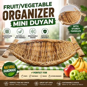 Rattan Mini Duyan Fruit & Vegetable Organizer | Hanging Basket for Fruits & Veggies | Decorative Table Organizer