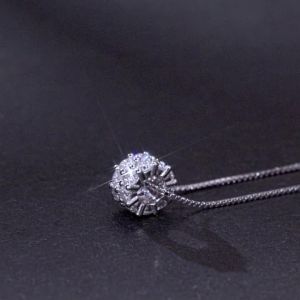 BAMOER Moissanite Ring Hoop Necklace Full Eternity Pendant D Color Lab Diamond for Women 925 Sterling Silver Wedding Jewelry