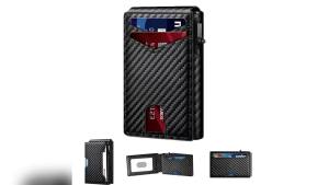 Minimalist Men’s Slim Wallet: 9 - 13 Cards Money Clip ID Window. RFID - Blocking Aluminum Bifold Pop - Up