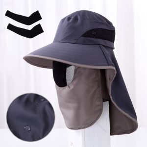 【Free Ice Sleeves】Men Fishing Cap Brim Sun Fishing Outdoor Flap Sun Protection Hat UV-Proof Sun Hats UV Fisherman Hat