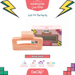 DeClip Jedai Boxy Haircules Jepit Kotak Ukuran 9cm Warna Rose Gold