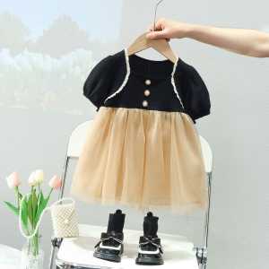X BABY Dress Anak Perempuan Gaun Anak Cewek Lengan Pendek Katun Tile Korean Style 6 Bulan - 3 Tahun