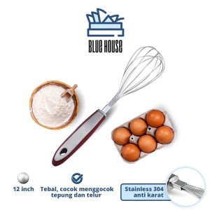 Pengocok Telur Manual Extra Tebal Pengaduk Adonan Hand Mixer Egg Whisk Stainless Steel 12 Inch
