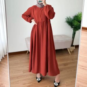 Gamis Pakaian Wanita Muslim Dewasa Remaja Muslim Dress Kekinian Terbaru Termurah Bahan Crinkle