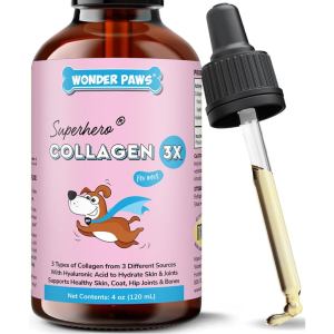 WONDERPAWSPremiumCollagenfors–LiquidSupportforCoatHIPS&Joints–withHyaluronicAcid&TypesIII&IIICollagen–DailyWellnessFormulaMadeinUSA