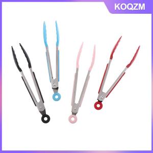 KOQZM 1Pc 7inch Stainless Steel Food Clip BBQ Grill Steak Food Clip Non-slip Handle Bread Tong Party Kitchen Cooking Accessories