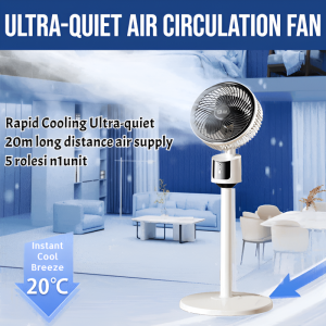 Ultra-Quiet Floor-Standing Energy-Saving Air Circulation Fan 3 Speed Convertible Height Oscillating Stand Fan Silent Floor Fan Strong Wind Power-Saving
