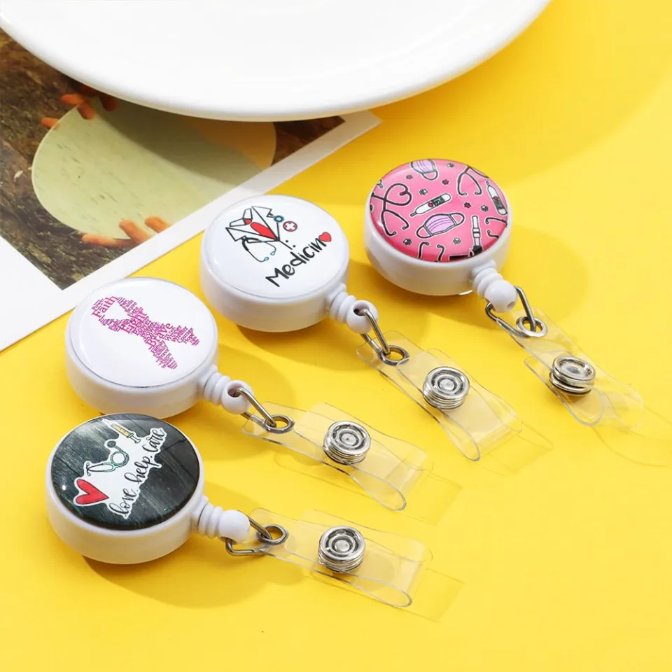 Retractable Badge Holder and Work Id Card Holder,3Pcs Nurse Badge Reel Card  Holder,Retractable ID Badge Card Holder,Name Tag Card Nursing Clip,Nurse