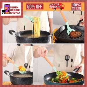 SN Spatula Set Silicon / Silikon Tahan Panas 5 Pcs (5 In 1) Sutil Scrap Kocokan COD