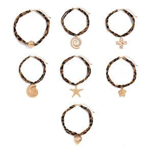 Portable Leopard Print Textile Layer Necklace With Adjustable Length Designs Suitable for Parties Or Office Wear